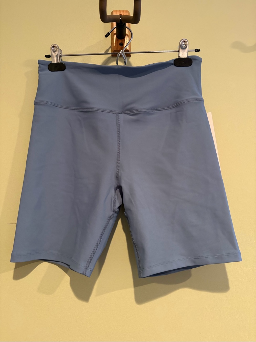 Aqua Bloomingdale’s High-Rise Bike Shorts in Dusty Blue